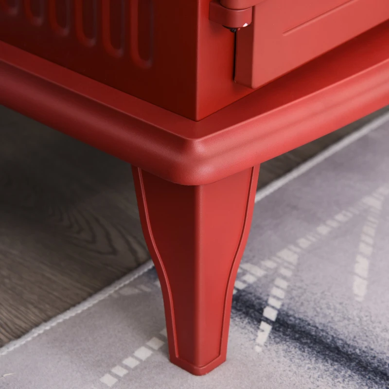 HOMCOM Electric Fireplace Heater, Fireplace Stove with Realistic LED Flames and Logs, Remote Control and Overheating Protection, 1400W, Red