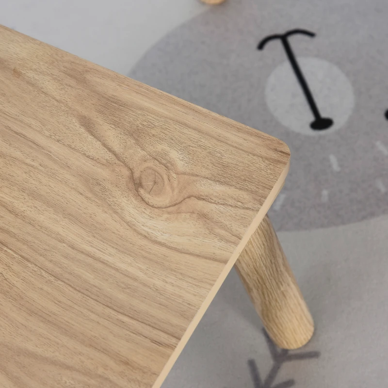 Qaba Kids Wooden Table and Chair Set, Play Activity Table for Arts, Crafts, Dinning, and Reading for Toddlers Age 2 to 5, Natural Wood