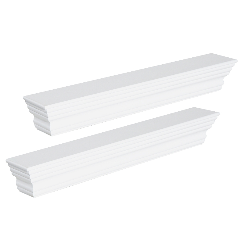 HOMCOM Floating Wall Shelf Ledge Wall Mounted Display Storage Rack Set of 2 White