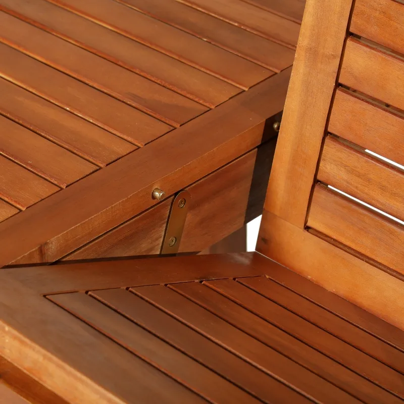 Outsunny Poplar Wood Slat Rectangular Extendable Outdoor Dining Table