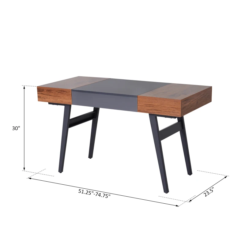 HOMCOM Expanding Computer Table Extendable Table Scandinavian Design Office  Home