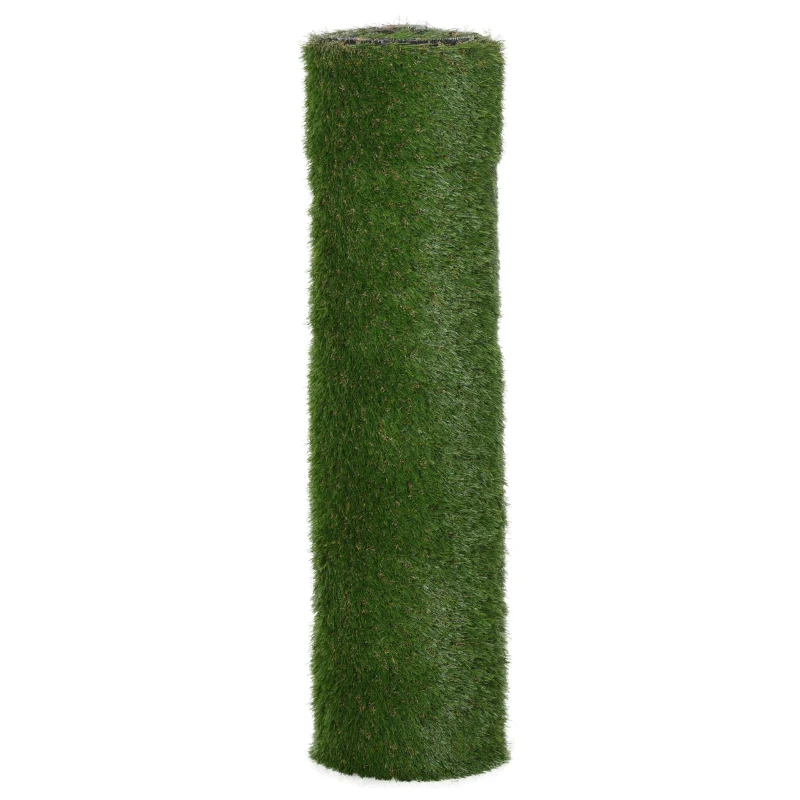 Outsunny 13.1' x 3.3' Artificial Grass Carpet Garden Synthetic Turf Outdoor Fake Grass Mat Lawn with 35mm Pile Height Drain Holes