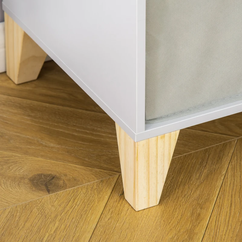 HOMCOM Kids Cube Storage Shelves with Bins and Large Storage for Kids Bedroom, Multiple Storage Units for Big Capacity Kids Shelf with Seat Featuring Thick Cushioning, Grey