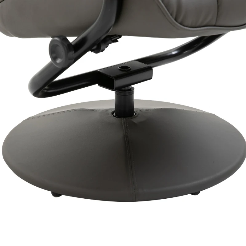 HOMCOM Adjustable Leisure Recliner Chair and Ottoman Set with Swiveling Base, Faux Leather, Grey