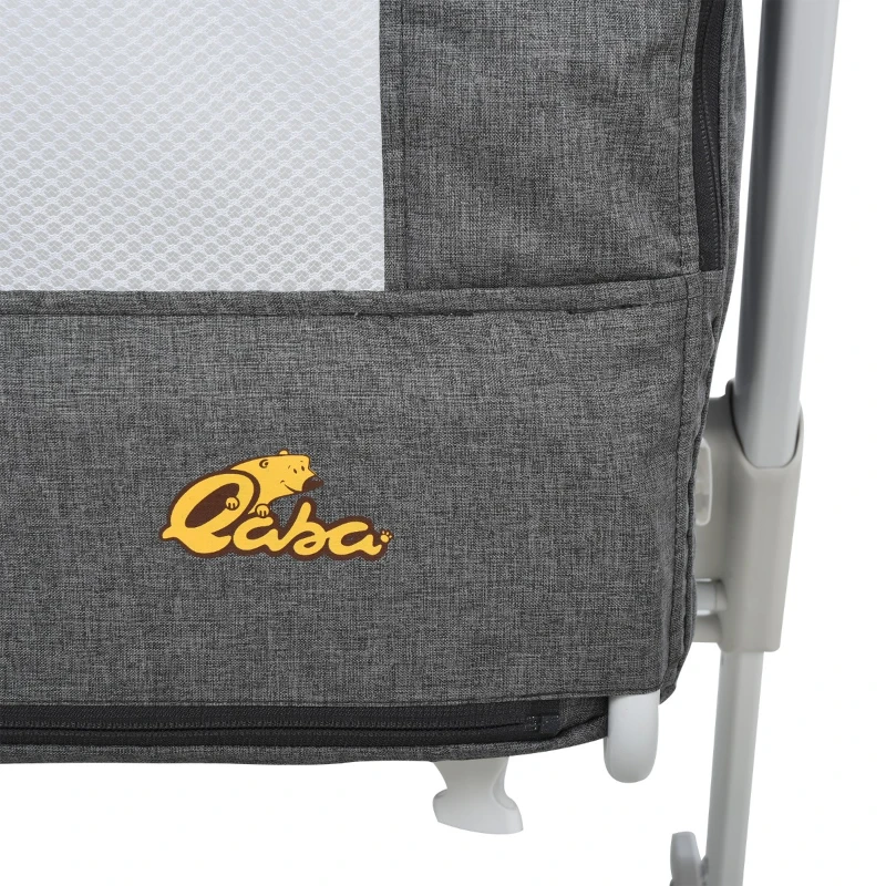Qaba Baby Bassinet Bedside Sleeper Folding and Adjustable Baby Crib Diaper Changer Nursery Bed for 0-5 Months Infants with Wheels & 5 Height Levels, Dark Grey