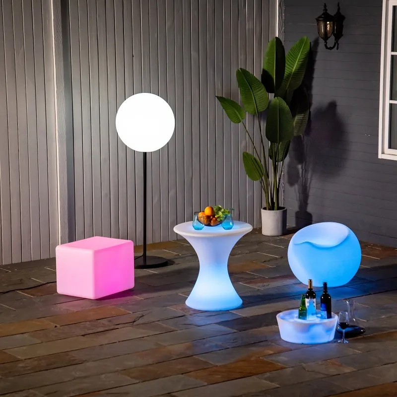 Outsunny 16RGB Colors Rechargeable Magic LED Stool Light With Remote Control Indoor&Outdoor Party