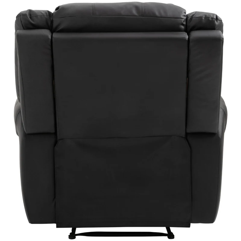 HOMCOM Recliner Chair Added Footrest Cushion Padded Seat Modern Nail Sofa PU Leather for Living Room Club Home Theater Seating, Black