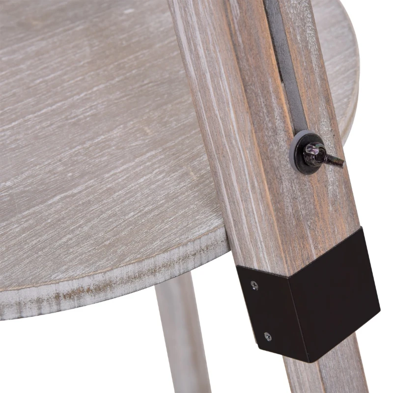 HOMCOM Multifunctional Floor Lamp with Shelf Height Adjustable Standing Lamp, Wood, and Beige