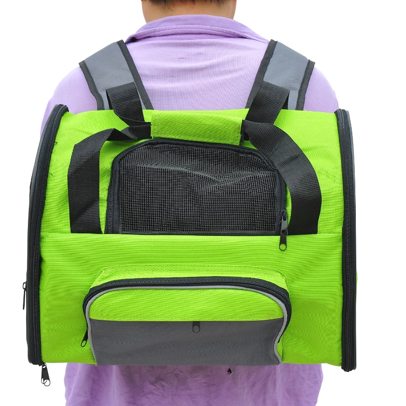 PawHut Pet Carrier Backpack Bag Dog Cat Puppy Net Travel Portable Green & Grey