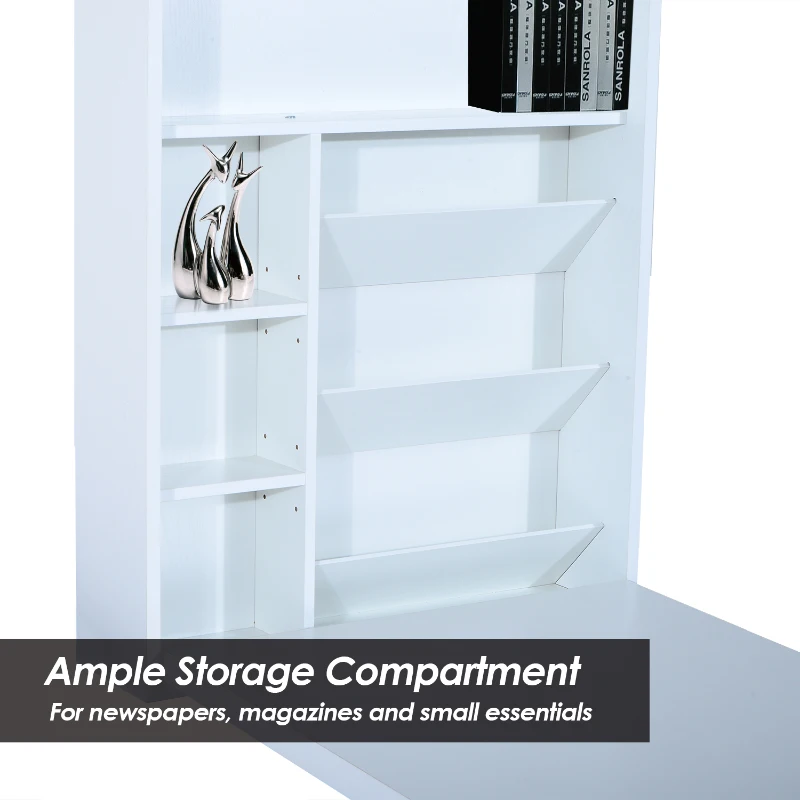 HOMCOM Wall Mounted Fold Out Convertible Desk Laptop Table with Storage Shelf White