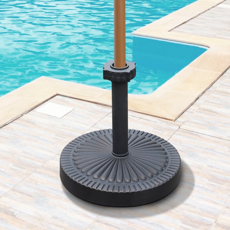 Outsunny 17.5" Round Umbrella Base Heavy Duty Outdoor Parasol Stand Holder 42lbs Rust-Free Decorative Bronze