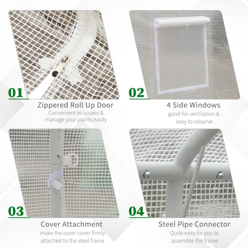 Outsunny 10' x 9.5' x 8' Outdoor Walk-In Tunnel Greenhouse with 5 Roll-Up Windows, Zippered Door, & Weather Cover