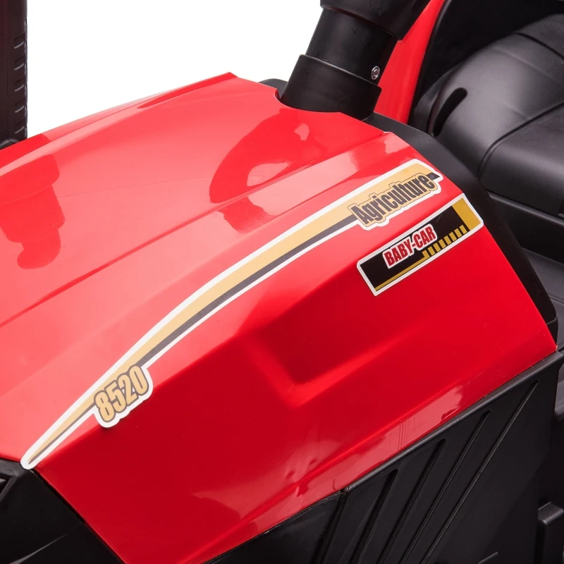 Aosom 12V Kids Ride On Tractor, Extra Large Kids Electric Battery Powered Car Toy with Back Trailer, Adjustable Speed, and LED Headlights, Red