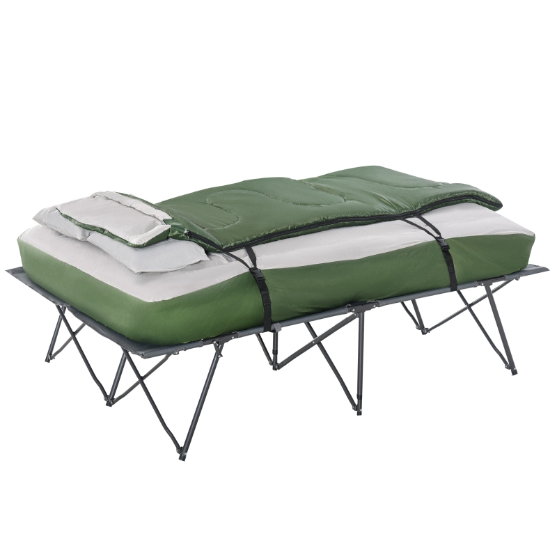 Camping cot with store air mattress