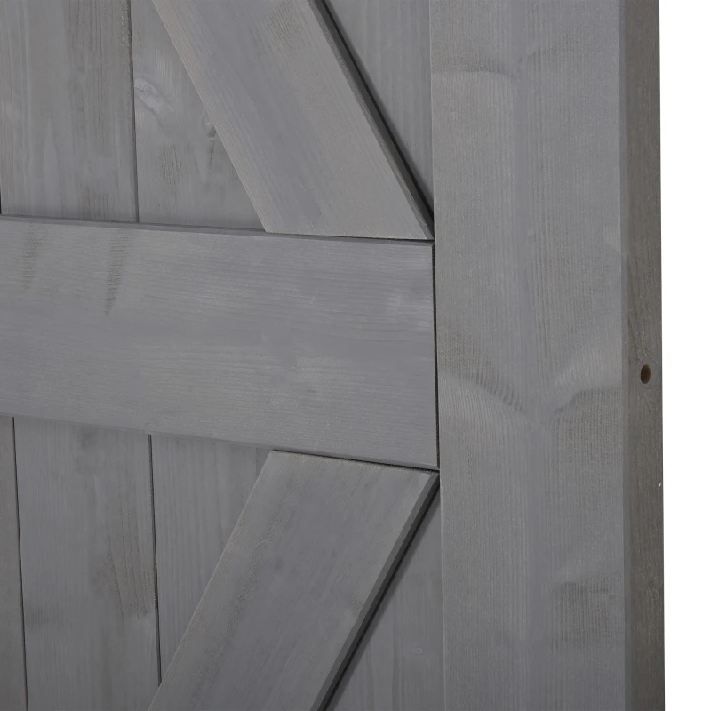 HOMCOM 7' H x 3' W Sturdy Sliding Barn Door, Unfinished Solid Spruce Wood Frame with Pre-Drilled Holes, Grey