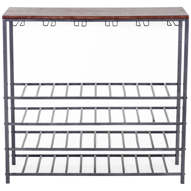 HOMCOM Industrial 40 Bottles Wine Rack w/ Stemware Storage Wood Free-standing Displayer