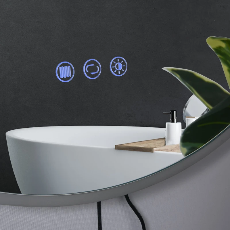 kleankin 24"x24" Round LED Bathroom Mirror with Defogging Function, Touch Switch, and 3 Color White Temperatures