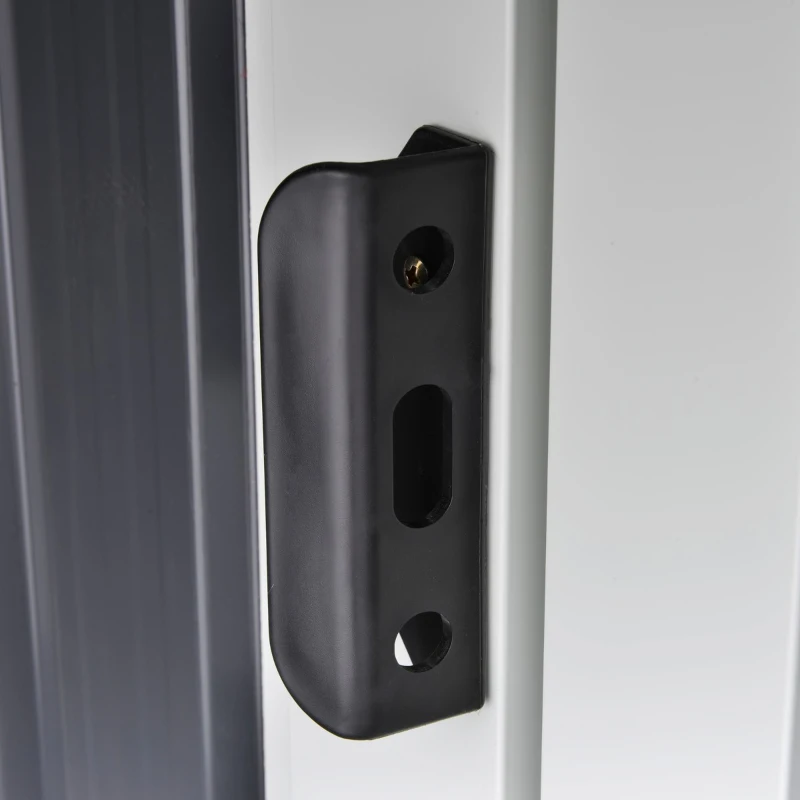 Outsunny 3.5' x 6' Lean to Garden Storage Shed, Outdoor Metal Tool House with Lockable Door Vents for Backyard Patio Lawn, Gray