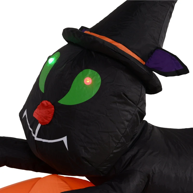 HOMCOM 5.5' Lighted Inflatable Outdoor Halloween Yard Decoration - Boo Black Cat Ghost Pumpkin