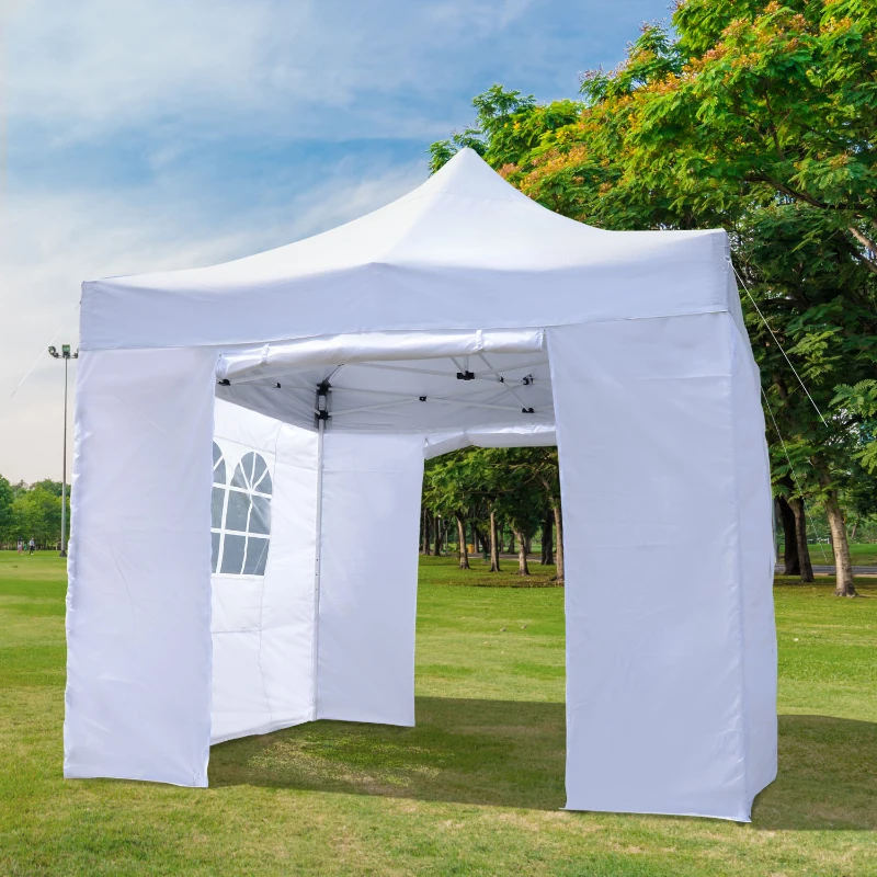 Outsunny 9.7x9.7ft Pop Up Party Tent Instant Commercial Gazebo Portable Foldable Outdoor Shelter with 4 Side Panels