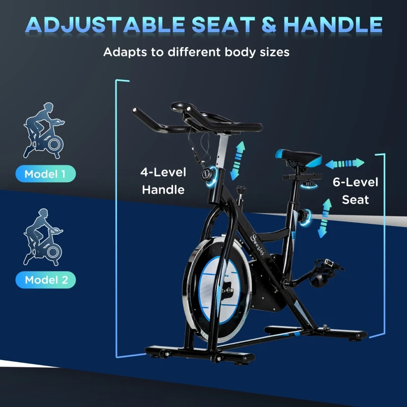 Soozier Magnetic Exercise Bike Stationary Bike with Adjustable Comfortable Seat Cushion & Multi - Grip Handlebars, Cardio Workout Cycle Bike Training for Home Office Gym