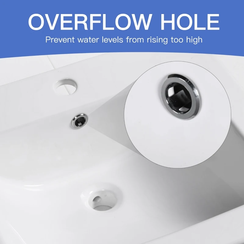 Kleankin 21.25"x 18.25" Bathroom Vessel Sink Modern Under Counter Bathroom Basin Ceramic Vanity Art Basin - White