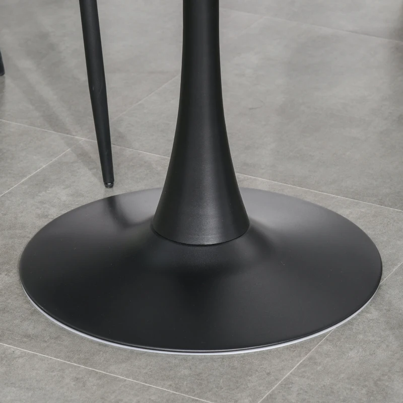 HOMCOM Modern Round Dining Table Leisure Coffee Bistro Table with Metal Base for Kitchen & Dining Room, Faux Black Marble