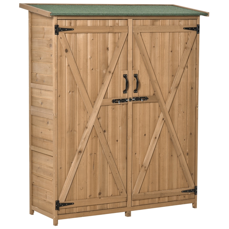 Outsunny Storage Shed Waterproof for Garden W/ Lock For Long Tool Storage Solid Wood