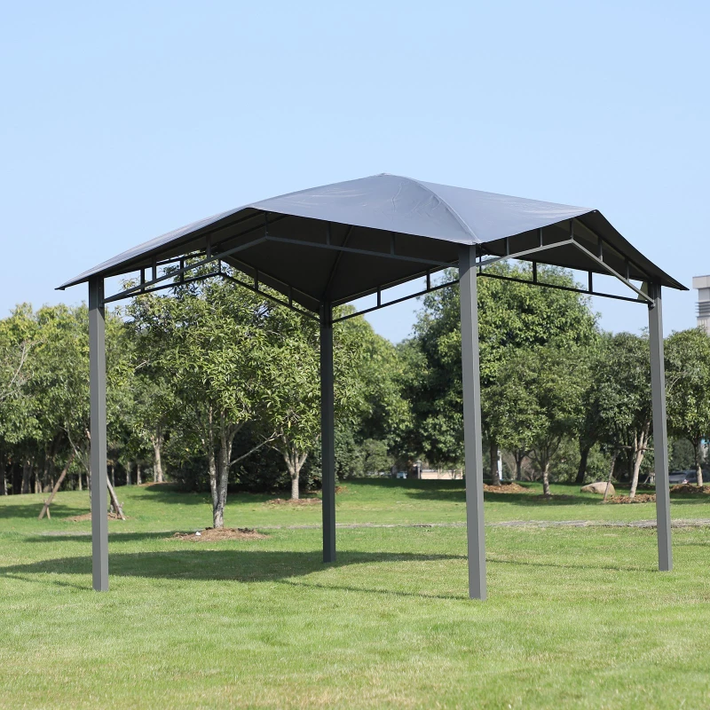 Outsunny 9.8' x 9.8' Outdoor Patio Gazebo Pavilion Canopy Tent Steel- Grey