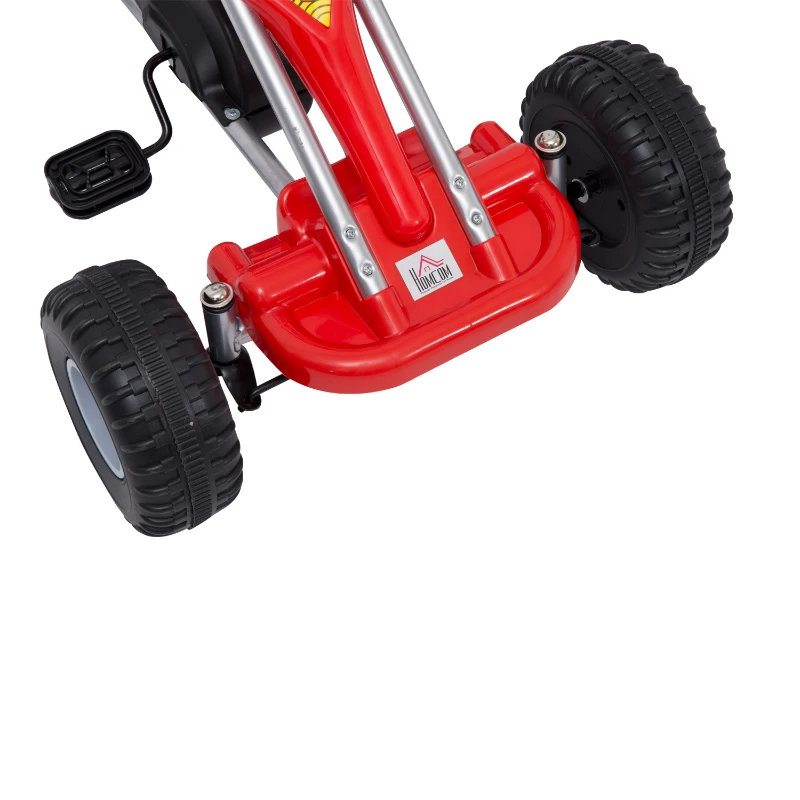 HOMCOM Pedal Go Kart Kids Children Racing Wheel Rider w/ Hand Brake Red Black