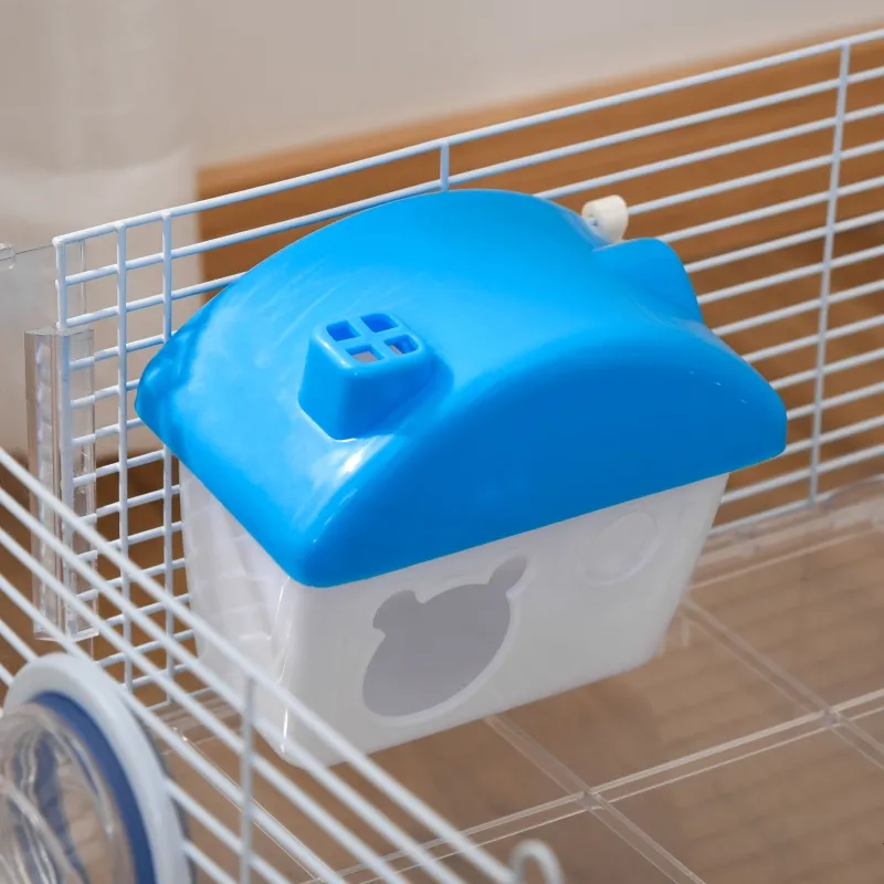 PawHut Transparent Gerbil Kennel for Travel, Comes with Exercise Wheel to Promote Play