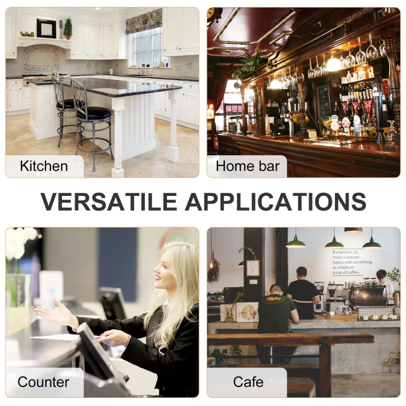 HOMCOM Set of 2 Swivel Mid-Back Barstools, Industrial Style Kitchen Stool Wooden Seat Armless with Adjustable Height ,Steel Frame