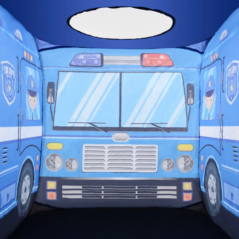 Qaba Kids Police Car Play Tent w/ top opening Pop-up Foldable Blue