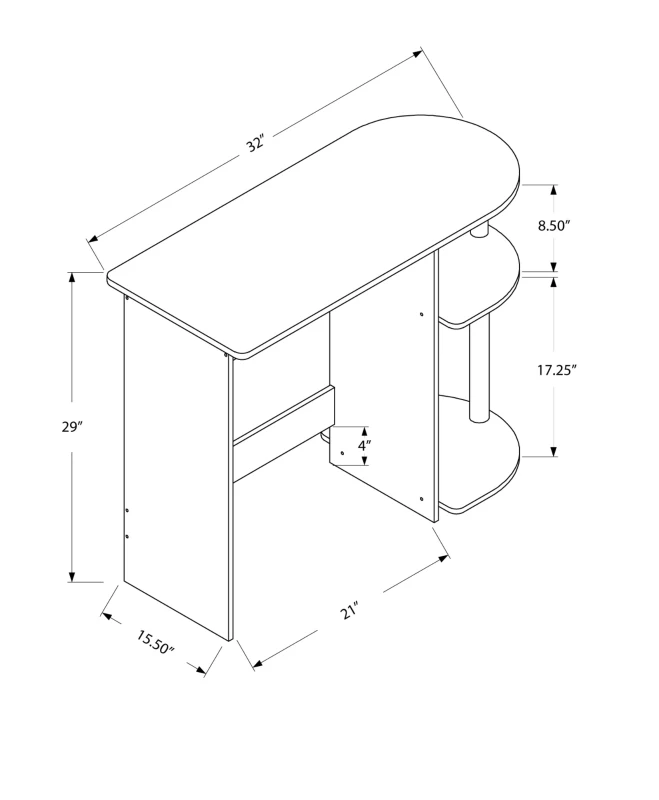 Monarch 32" Modern Wood Juvenile Computer Desk with Storage Shelves - Grey