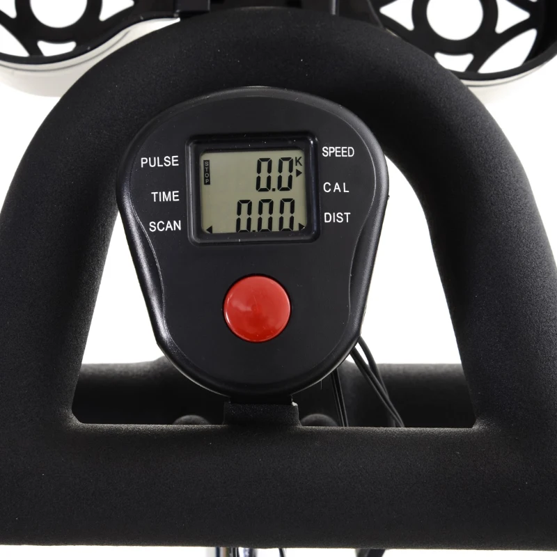 Soozier Stationary Exercise Bike with Deluxe Design Triangular Stand with Adjustable Resistance 28lbs Flywheel Phone Pad and Bottle Holder and LCD Monitor for Home Cardio Workout Fitness