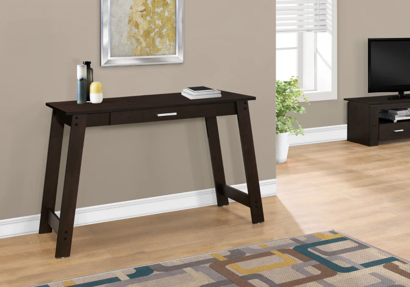 Monarch 42" Contemporary Rustic Wood-look Computer Writing Desk with Drawer - Cappuccino
