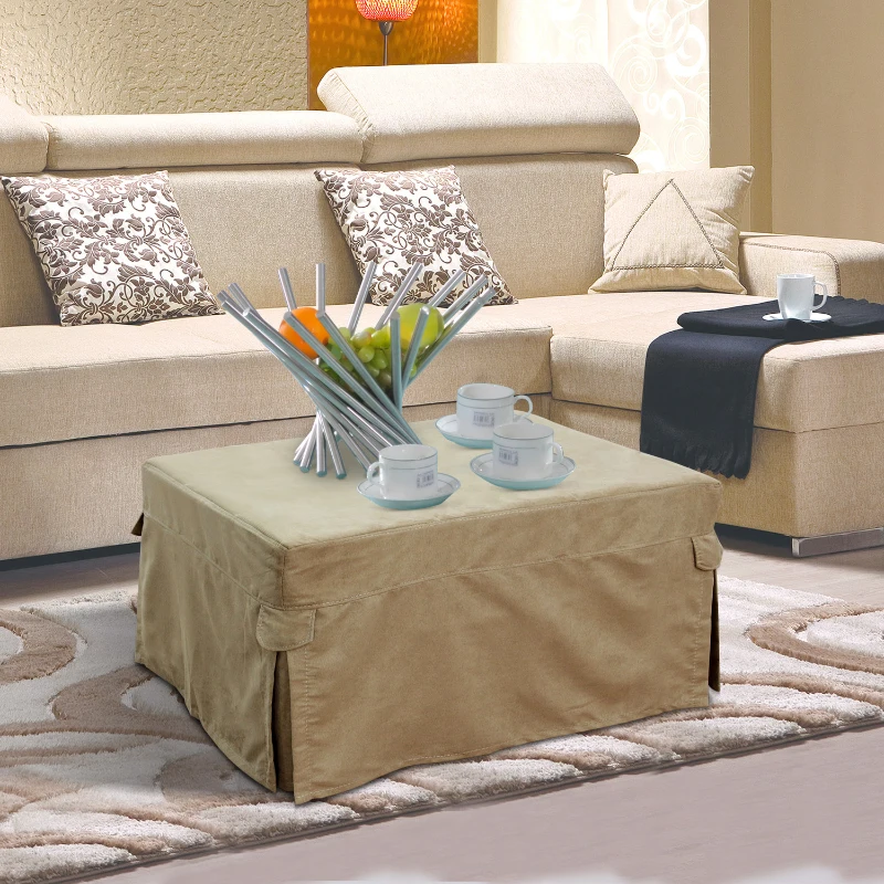 HOMCOM Folding Sofa Ottoman Lounge Bed Sleeper Foam Guest Bed Easy Storage with Wheels and Cover