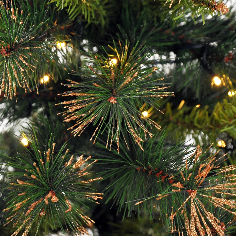HOMCOM 6ft Decorated Pre-Lit Christmas Tree 200 Clear Lights w/ Stand