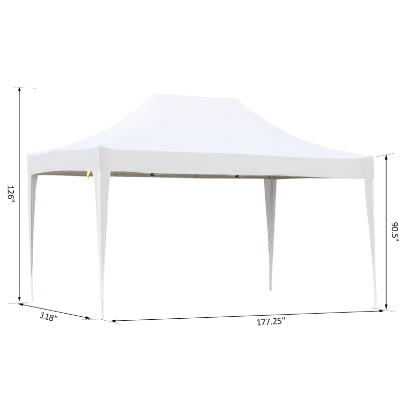 Outsunny 10x15ft Outdoor Pop Up Party Tent Folding Gazebo Canopy with Carrying Bag White