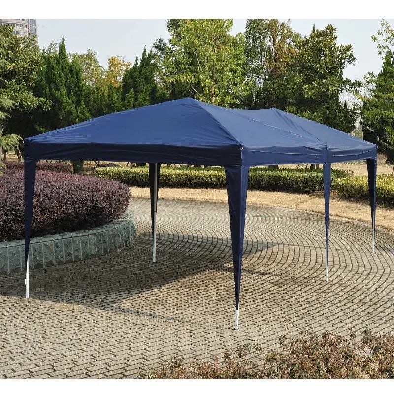 Outsunny 10’x20’ Pop Up Party Tent Outdoor Patio Instant Wedding Canopy Shelter with 4 Side Walls (Blue)