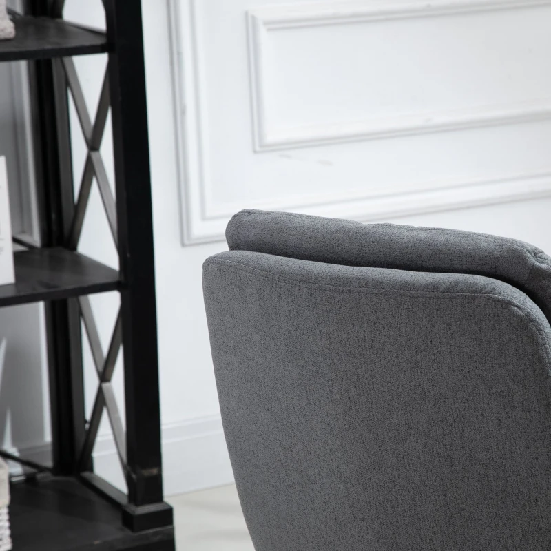 Vinsetto Office Chair Swivel Upholstered Task Chair with Double Thick Padded Backrest, Adjustable Height, Soft Cushioned Seat and 5 Wheels, Grey