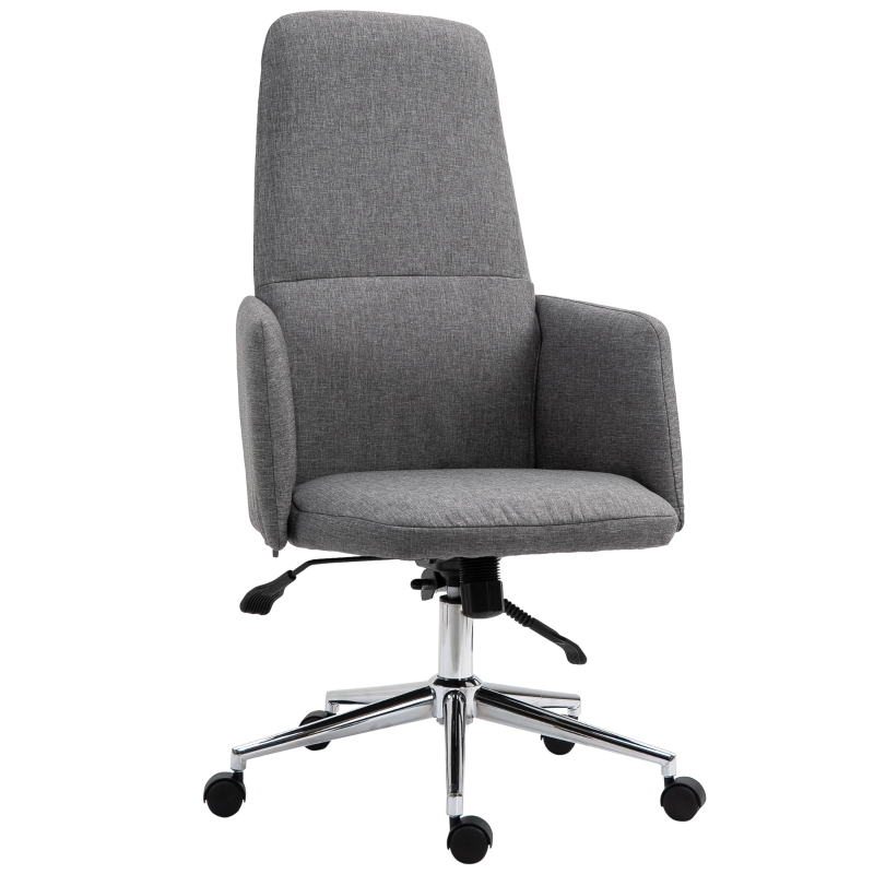 Vinsetto High Back Office Computer Chair with Breathable Fabric, Padded Armrest, and Swivel Wheels - Grey