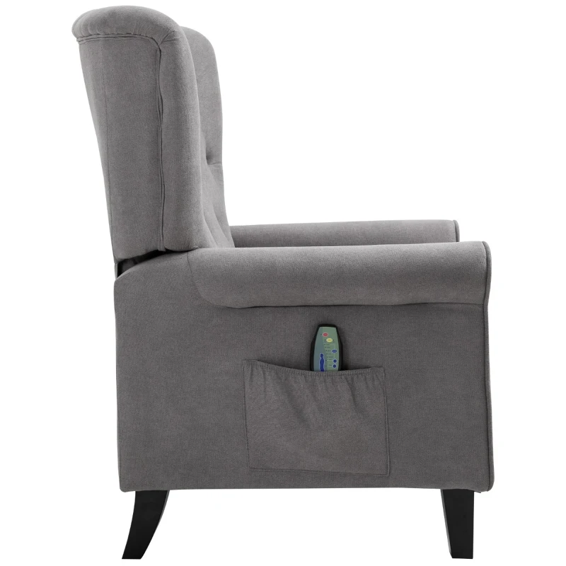HOMCOM Linen Fabric Manual Recliner with Vibrating Massage and Wired Remote Control, Light Grey