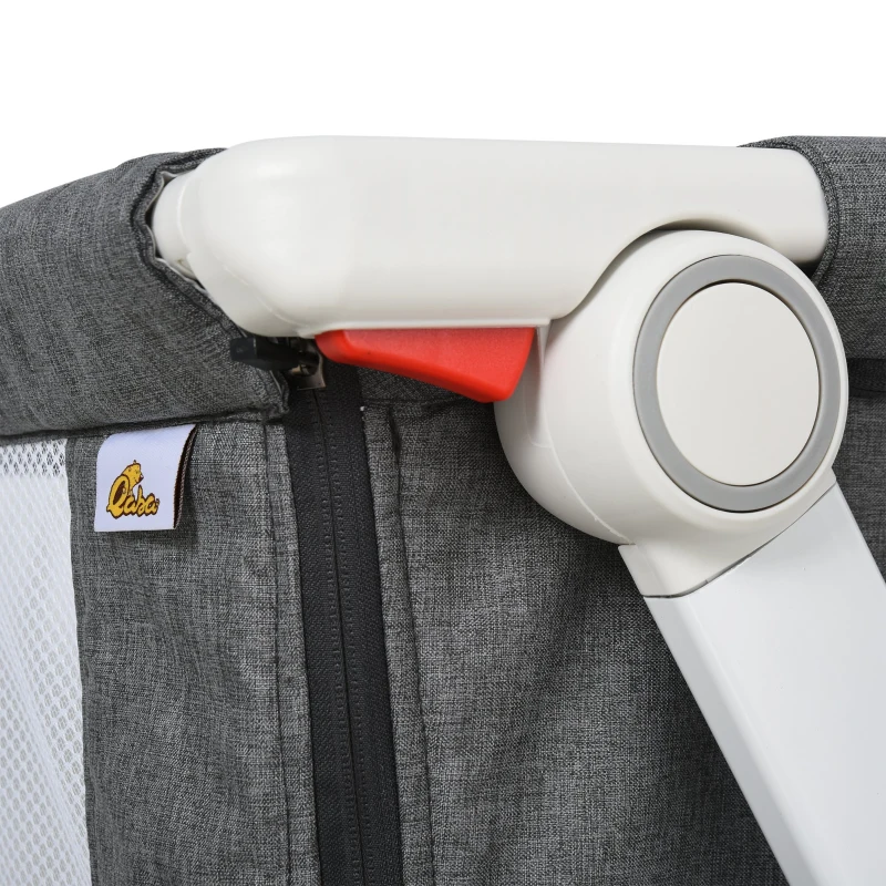 Qaba Baby Bassinet Bedside Sleeper Folding and Adjustable Baby Crib Diaper Changer Nursery Bed for 0-5 Months Infants with Wheels & 5 Height Levels, Dark Grey