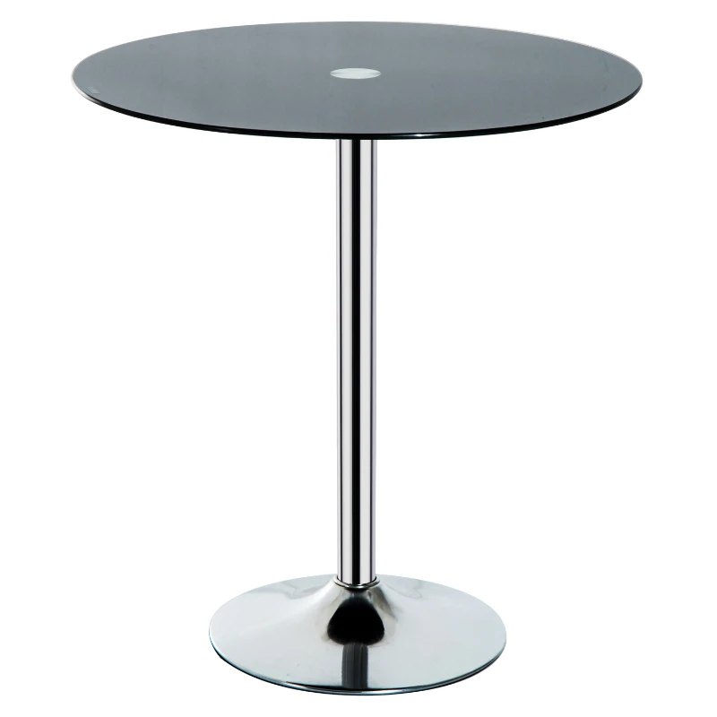 Open Box HomCom 29" Modern Compact Lightweight Round Glass Top Pub Bistro Patio Table - Matte Black