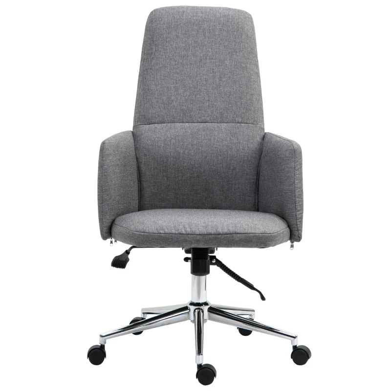 Vinsetto High Back Office Computer Chair with Breathable Fabric, Padded Armrest, and Swivel Wheels - Grey