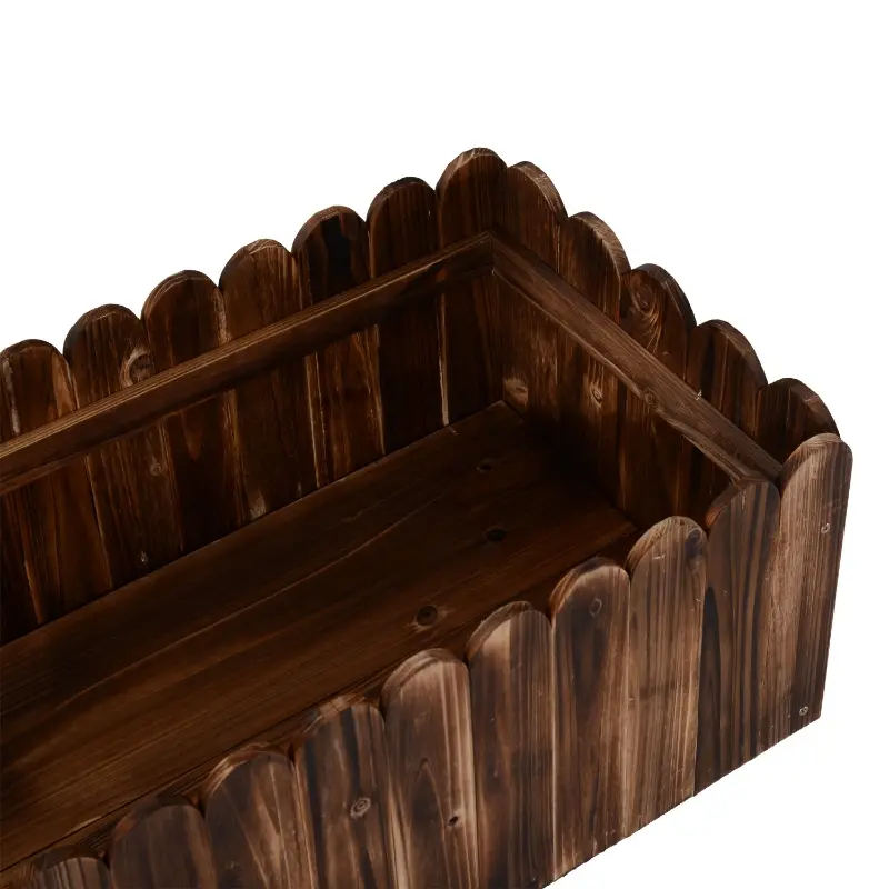 Outsunny 40" x 16" x 12" Raised Planter Box Garden Scalloped Edge Wooden
