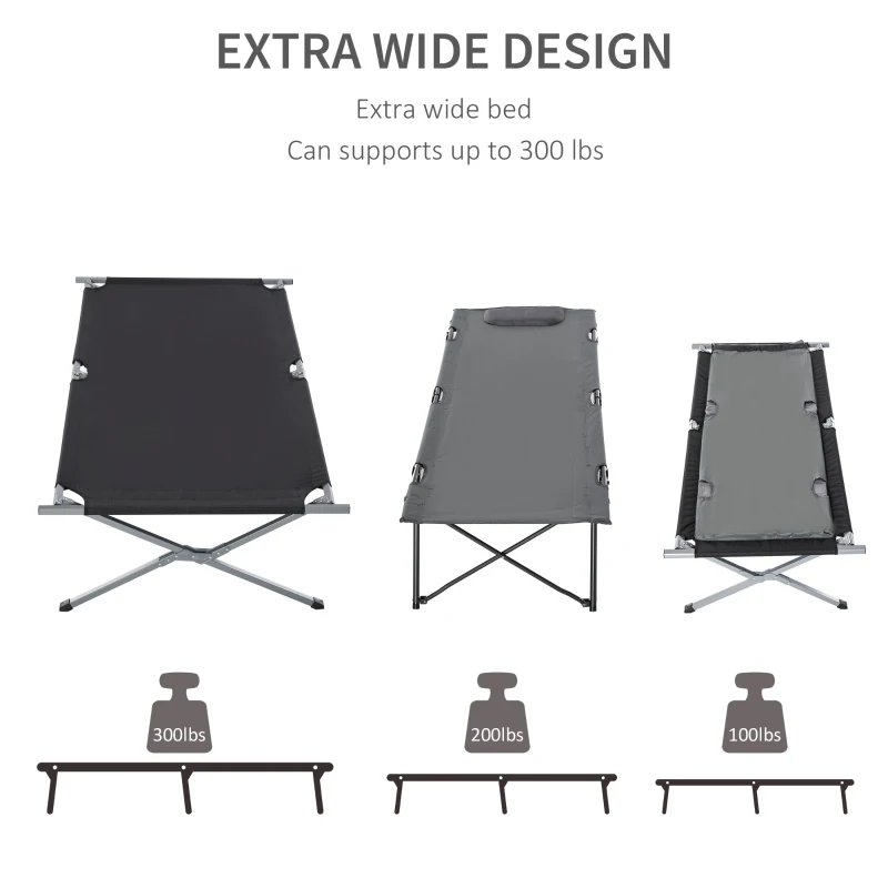 Outsunny Folding Camping Cot Portable Outdoor Sleeping Bed w/ Carrying Bag Black