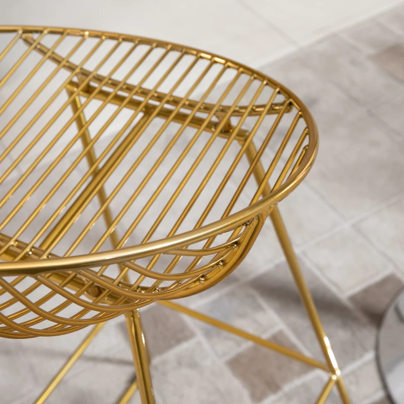 HOMCOM Modern Bar Stools Set of 2, Bar Height Barstools, 29.5" Seat Height Bar Chairs for Kitchen, Pub with Backrest and Footrest, Steel Frame, Gold