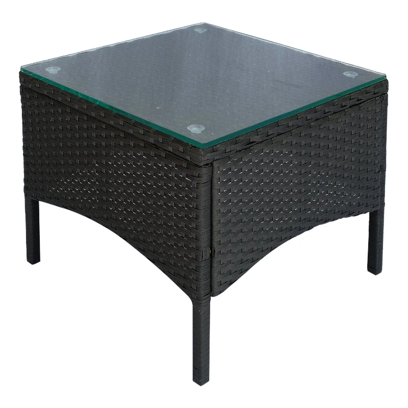 Outsunny 3 Pieces Wicker Patio Furniture Set, Rattan Bistro Set with Coffee Table and Cushions, Outdoor Conversation Set for Garden, Porch, Balcony, White